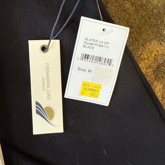 Fundamental Coast Hoodie Slater Medium 1/4 Zip Black Leather Tips NWT Coastal - Picture 9 of 12